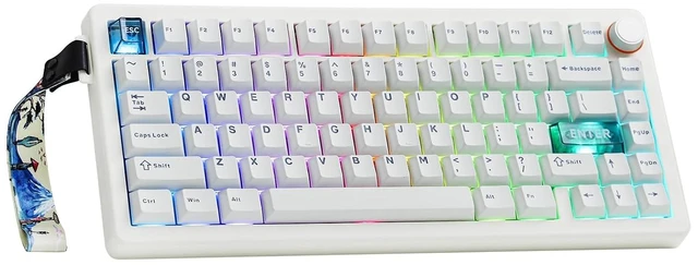 Main image of CIDOO QK75 VIA Programmable 75% Compact Keyboard, USB-C/BT5.0/2.4Ghz Wireless, Hot Swappable Custom Mechanical Keyboard with Gasket Mounted, PC Plate, 4000mAh Battery for Win/Mac (White)