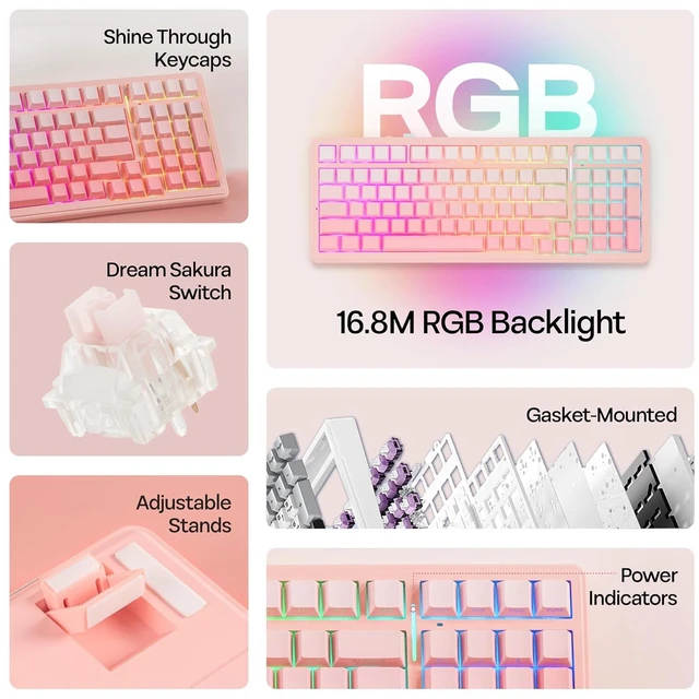 Alt view image 3 of 7 - Aula F99 96% Creamy Gasket Mechanical Keyboard with Aula G7 Gaming Headset