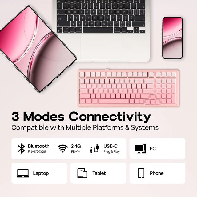 Alt view image 5 of 7 - Aula F99 96% Creamy Gasket Mechanical Keyboard with Aula G7 Gaming Headset