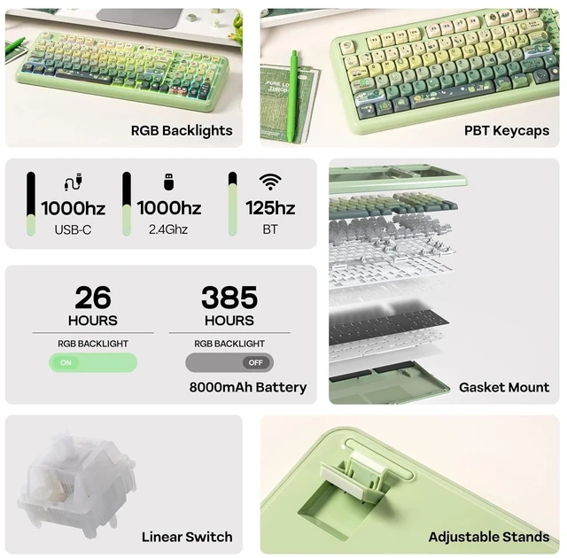 Alt view image 3 of 7 - Phantom98 Lite Gaming Keyboard with Aula SC620 Gaming Mouse