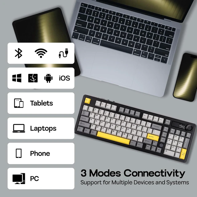 Alt view image 4 of 7 - AJAZZ AK980 96% Gaming Keyboard with AJ139 V2 MC Gaming Mouse with Charging Base