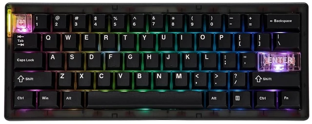 Main image of CIDOO QK61 V2 VIA Programmable 60% Compact Keyboard, USB-C/BT5.0/2.4Ghz Wireless, Hot Swappable Custom Mechanical Keyboard with Gasket Mounted, PC Plate, 3000mAh Battery for Win/Mac (Black)