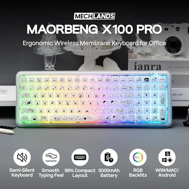 Alt view image 2 of 7 - X100 PRO Membrane Gaming Keyboard with Rainy Froggy Day Desk Mat