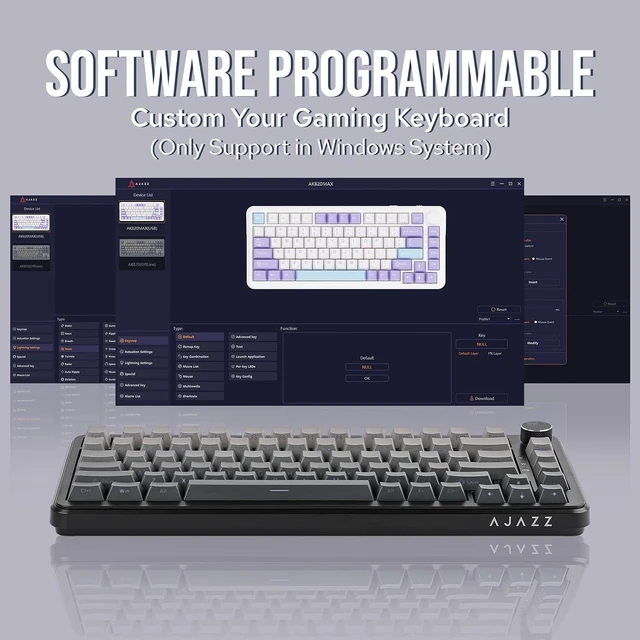 Alt view image 5 of 7 - AJAZZ AK820 MAX HE Hall Effect Magnetic Gaming Keyboard, Adjustable Actuation, 8KHz Polling Rate, Wired Rapid Fast Keyboard, Creamy Gasket, RGB Backlight, NKRO for Win/Mac (Gradient Grey)