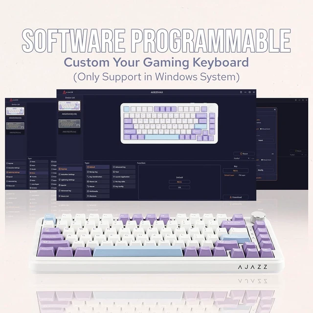 Alt view image 5 of 7 - AJAZZ AK820 MAX HE Hall Effect Magnetic Gaming Keyboard, Adjustable Actuation, 8KHz Polling Rate, Wired Rapid Fast Keyboard, Creamy Gasket, RGB Backlight, NKRO for Win/Mac (White)