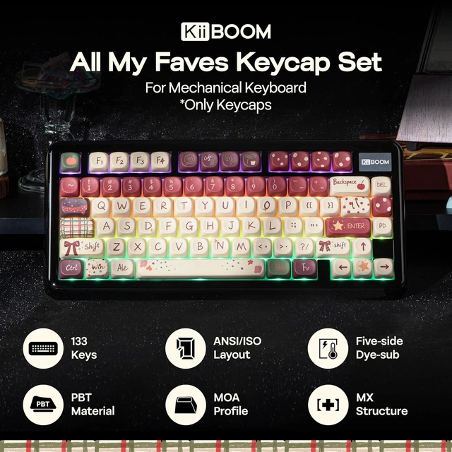 Alt view image 2 of 7 - Keycap Set - All My Faves, 133 Keys, MOA Profile, PBT Keycaps