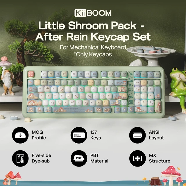 Alt view image 2 of 7 - Keycap Set - Little Shroom Pack, MOG Profile, 5-Side Dye-sub PBT