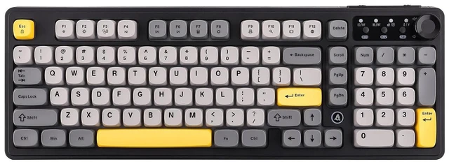 Main image of AJAZZ AF98 Plus Membrane Keyboard, Tri-Mode Wireless Gaming Keyboard, for Win/Mac/iOS, Bluetooth 5.0/2.4G/USB-C, RGB Backlit, 4000mAh Battery, Volume Knob, Adjustable Stand (Black Grey)