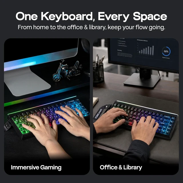 Alt view image 5 of 7 - Halo68 Silent Gaming Keyboard with G7 Gaming Headset