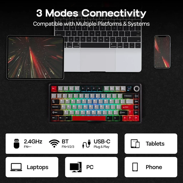 Alt view image 5 of 7 - Aula F75 MAX Gaming Keyboard with SC590 PRO Gaming Mouse