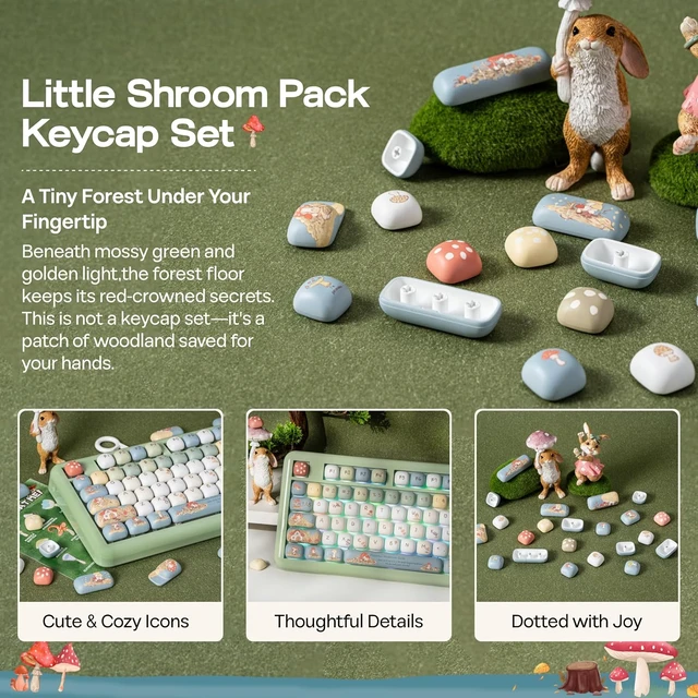 Alt view image 3 of 7 - Keycap Set - Little Shroom Pack, MOG Profile, 5-Side Dye-sub PBT