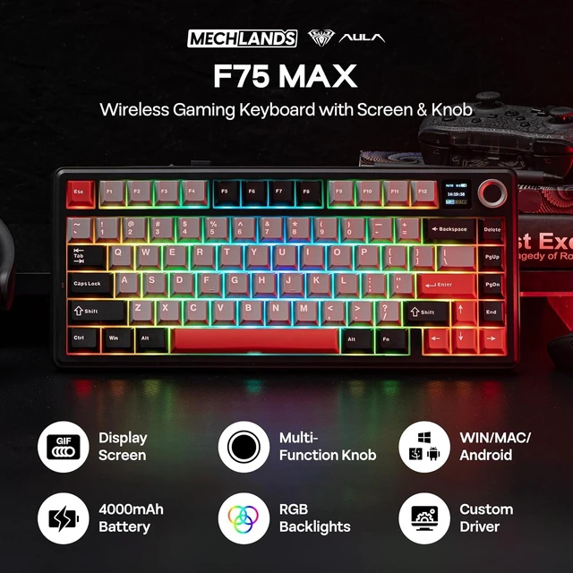 Alt view image 2 of 7 - Aula F75 MAX Gaming Keyboard with A700 Gaming Headset