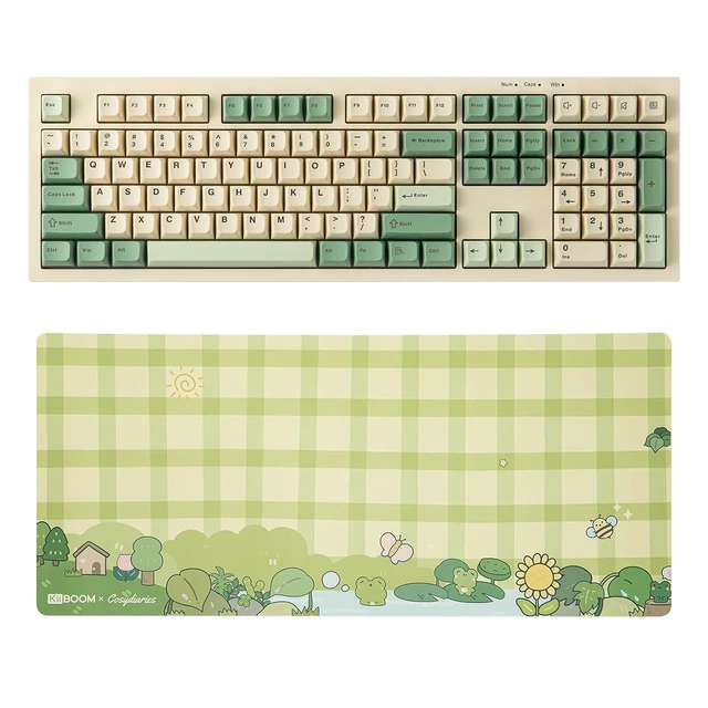 Main image of Aula S102 Membrane Gaming Keyboard with Rainy Froggy Day Desk Mat