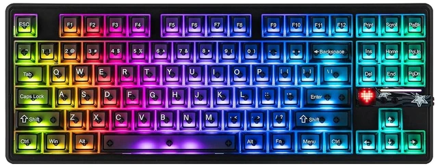 Main image of Aula F87 PRO V2 Wireless Gaming Keyboard with 10000mAh Battery, 8K Polling, SOCD/MT/TGL, BT/2.4GHz/Wired, Hot Swap TKL Mechanical Keyboard with Creamy Gasket, RGB Backlit (Black Transparent)