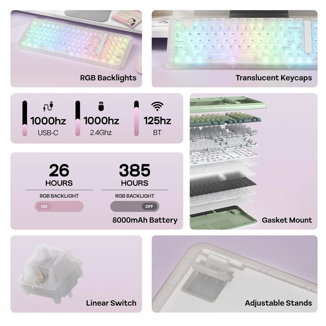 Alt view image 3 of 7 - Phantom98 Lite Gaming Keyboard with AJAZZ AJ139 V2 MC Gaming Mouse