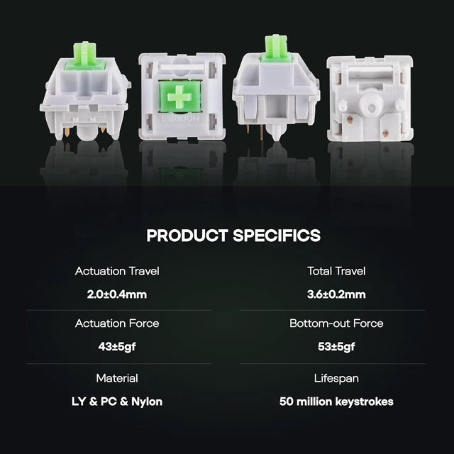 Alt view image 3 of 7 - Flick Linear Mechanical Switch Set, 43gf, Pre-Lubed, 5-Pin Creamy Switches, 35 Pieces for Mechanical Gaming Keyboard, with LY Stem, PC+Nylon Housing, Compatible with MX Keycaps