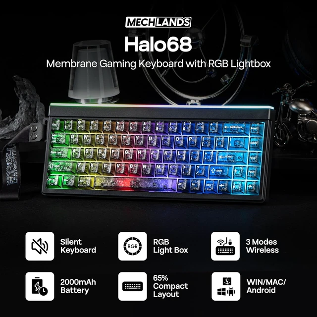 Alt view image 2 of 7 - Halo68 Silent Gaming Keyboard with SC390 Lightweight Gaming Mouse w
