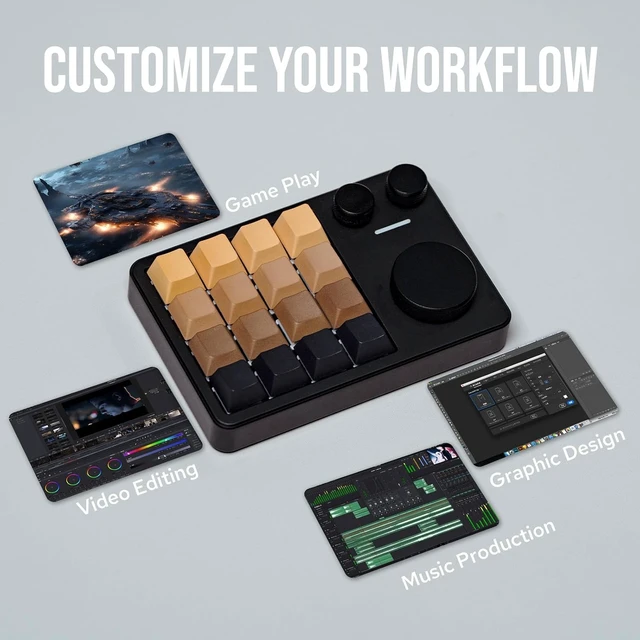 Alt view image 4 of 6 - Cybrix 16 VIA Programmable Macro Pad - 16 Keys + 3 Knobs
