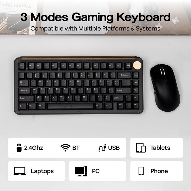Alt view image 7 of 7 - Phantom81 V4 Acrylic Semi-Translucent Mechanical Keyboard, Creamy Gasket, 75% Wireless Gaming Keyboard with 8000mAh Battery, RGB Backlits, Hot Swap, Shine Through, NKRO, Win/Mac (Black)