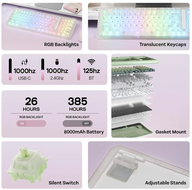 Alt view image 3 of 7 - Phantom98 Lite 96% Wireless Mechanical Gaming Keyboard, VIA Custom