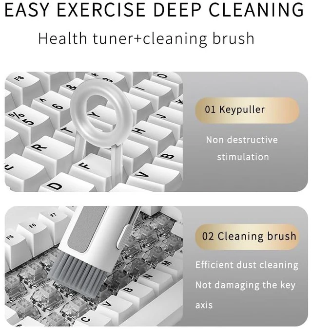 Alt view image 3 of 7 - 6-in-1 Keyboard Cleaner Kit Laptop Portable Cleaning Pen with Brush, Key Puller Compatible with ipad, iPod, Earbuds, Earphone, Keyboard,Phone, Screen (White)
