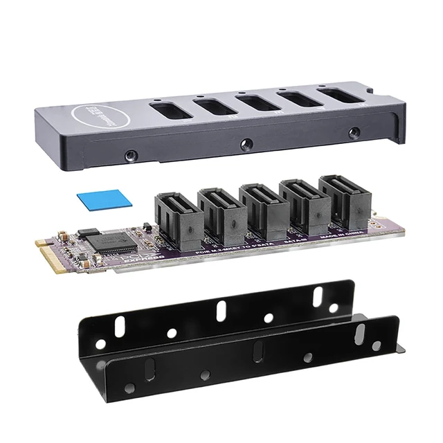Alt view image 6 of 7 - M.2 NVMe M Key to 5-Port SATA3.0 Adapter Card 6Gbps PCIe to Serial Expansion Card with 5pcs SATA Cable