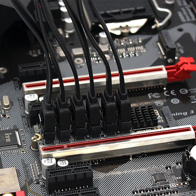 Alt view image 7 of 7 - PCIE3.0 M.2 M Key to 6Ports SATA III Expansion Card 6Gbps with LED Indicator Compatible with ASM1166