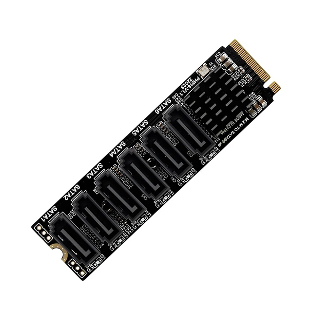 Main image of PCIE3.0 M.2 M Key to 6Ports SATA III Expansion Card 6Gbps with LED Indicator Compatible with ASM1166