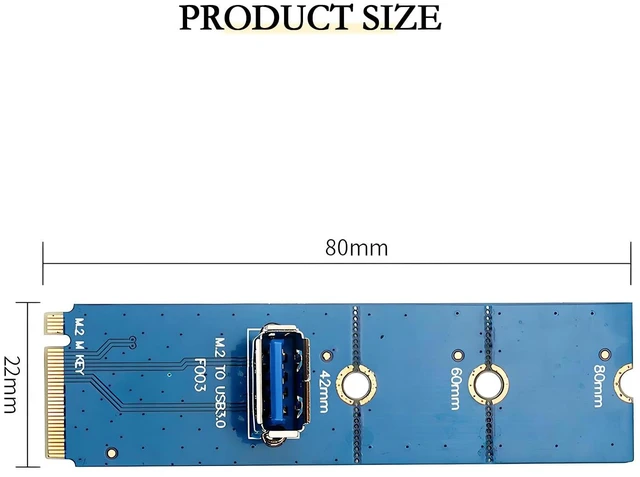 Alt view image 7 of 7 - M.2 NGFF M-Key to USB3.0 Expansion Card 6Gb/s for Desktops 2230 2242 2260 2280 SSD