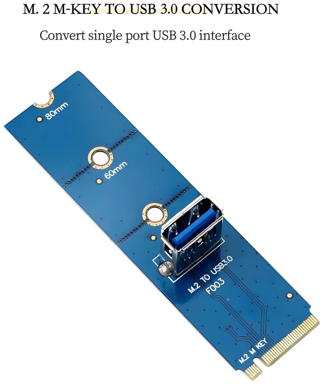 Alt view image 5 of 7 - M.2 NGFF M-Key to USB3.0 Expansion Card 6Gb/s for Desktops 2230 2242 2260 2280 SSD
