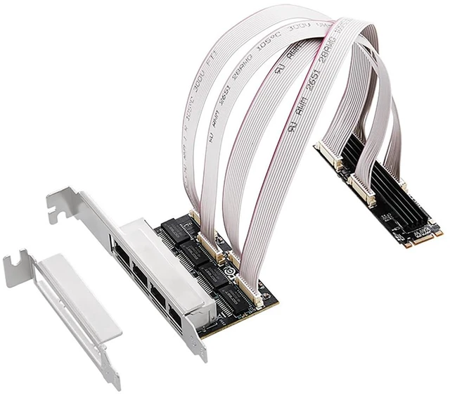 Main image of M.2 (B+M Key) to 4-Port RJ45 Gigabit Ethernet Network Card RTL8111H Chip LAN Adapter with 4 RJ45 Ports, High-Speed 10/100/1000 Mbps for Gaming, NAS, Industrial Control & Servers