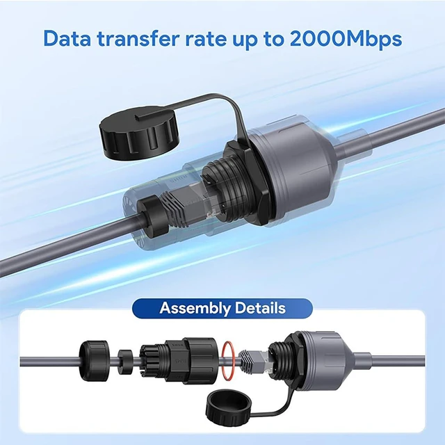 Alt view image 3 of 6 - Ethernet Adapter RJ45 Coupler Gigabit Waterproof Network Cable Connector, IP68 Rated, Compatible with Starlink V3 Communication Cables