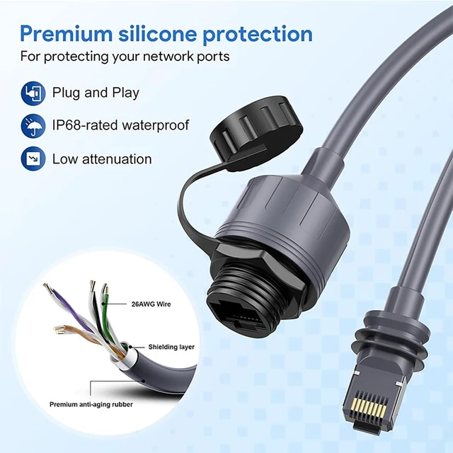 Alt view image 4 of 6 - Ethernet Adapter RJ45 Coupler Gigabit Waterproof Network Cable Connector, IP68 Rated, Compatible with Starlink V3 Communication Cables