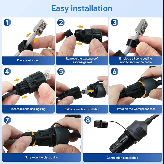 Alt view image 5 of 6 - Ethernet Adapter RJ45 Coupler Gigabit Waterproof Network Cable Connector, IP68 Rated, Compatible with Starlink V3 Communication Cables