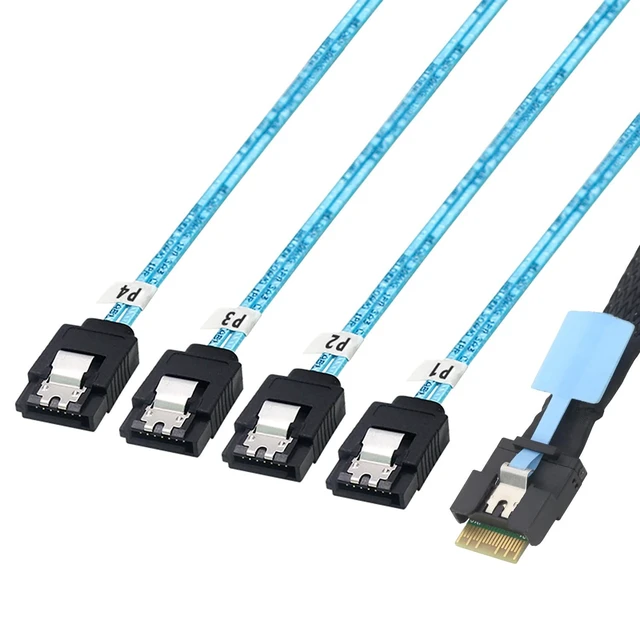 Alt view image 5 of 6 - Slimline SAS SFF 8654 4i to 4 SATA Cable Server Storage Cable0.5M/19.68in