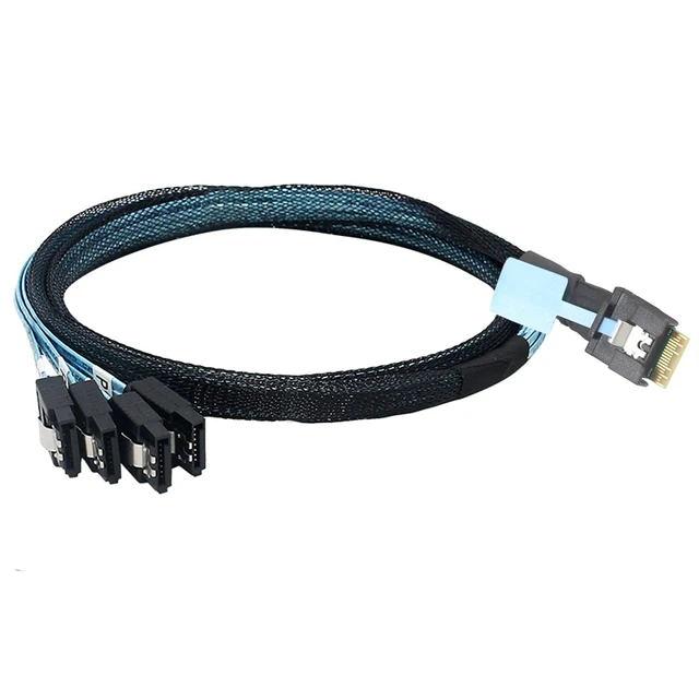 Alt view image 6 of 6 - Slimline SAS SFF 8654 4i to 4 SATA Cable Server Storage Cable0.5M/19.68in