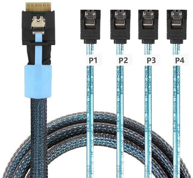 Main image of Slimline SAS SFF 8654 4i to 4 SATA Cable Server Storage Cable0.5M/19.68in