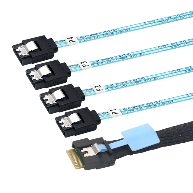 Alt view image 4 of 6 - Slimline SAS SFF 8654 4i to 4 SATA Cable Server Storage Cable0.5M/19.68in