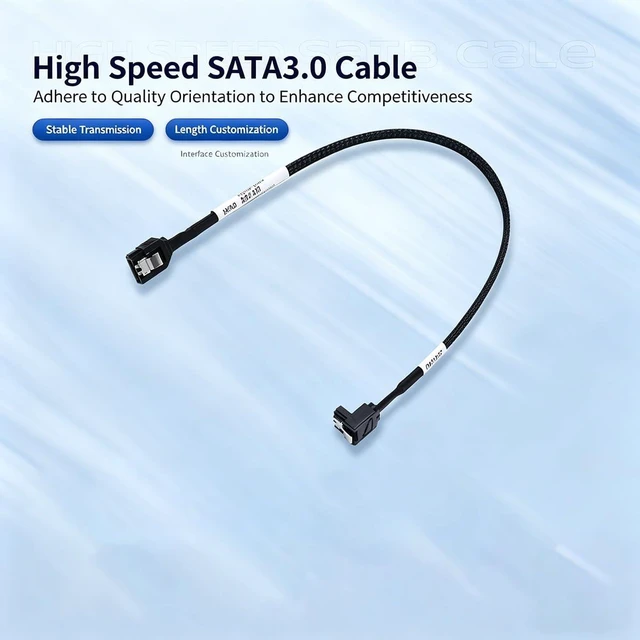 Alt view image 2 of 7 - High-Speed SATA 3.0 Cable, 6Gbps for SSD/HDD, SATA III Straight Connector, 0.45m (17.7 inches), Compatible with 2.5" 3.5" Hard Drive, Motherboard to Drive