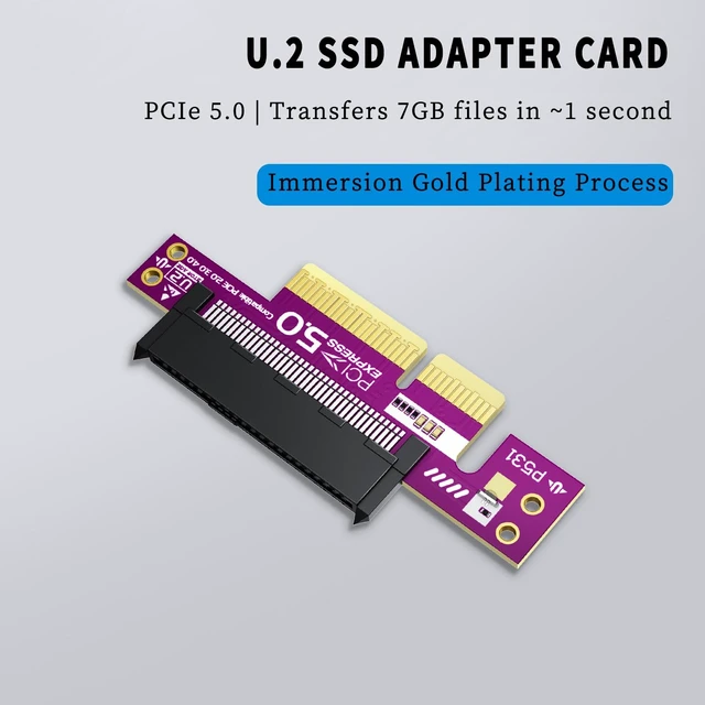 Alt view image 2 of 4 - PCIe 5.0 X4 to U.2 SFF 8639 NVMe Adapter Card Support 128Gbps High Speed Expansion for U.2 SSD
