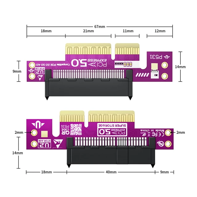 Alt view image 3 of 4 - PCIe 5.0 X4 to U.2 SFF 8639 NVMe Adapter Card Support 128Gbps High Speed Expansion for U.2 SSD