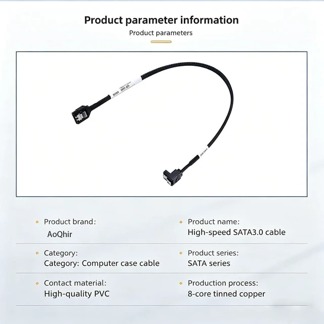 Alt view image 5 of 7 - High-Speed SATA 3.0 Cable, 6Gbps for SSD/HDD, SATA III Straight Connector, 0.45m (17.7 inches), Compatible with 2.5" 3.5" Hard Drive, Motherboard to Drive