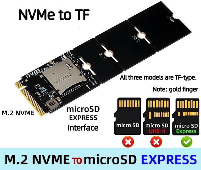 Alt view image 3 of 5 - Micro SD Express to M.2 NVMe Adapter Card PCIe 3.1 x1 SDE7.2