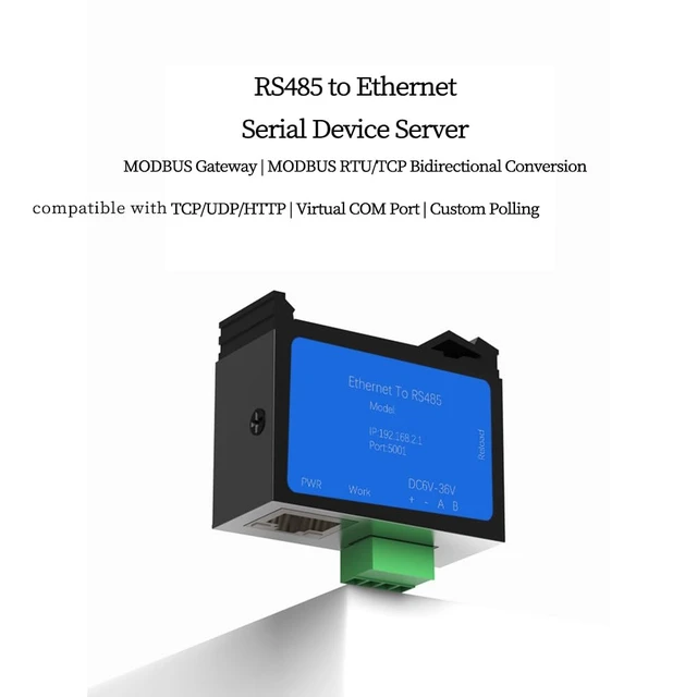 Alt view image 3 of 6 - RS485 to Ethernet Serial Device Server DIN Rail Mount Low Power Module with ARM Cortex M4 CPU 10 100Mbps Compatible with Modbus TCP,TCP Client Server and Industrial Control