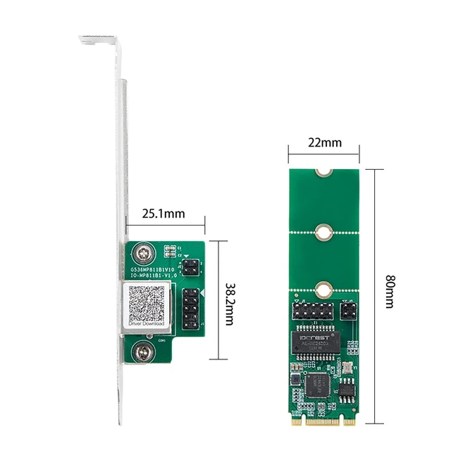Alt view image 4 of 7 - IO-M2F225-GLAN 2.5G Single-Port Ethernet Net Work Card I225 Chipset, M.2 B+M Key to RJ45 Adapter, for Desktop Gaming & Workstation Use