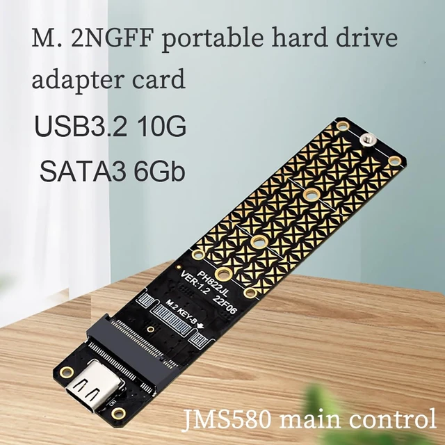 Alt view image 2 of 7 - PH822JL M.2 NGFF SATA3 SSD to USB 3.2 Gen 2 Adapter Board | B-Key/B&M Key Compatible | 10Gbps USB-C External SSD Converter | JMS580 Chipset
