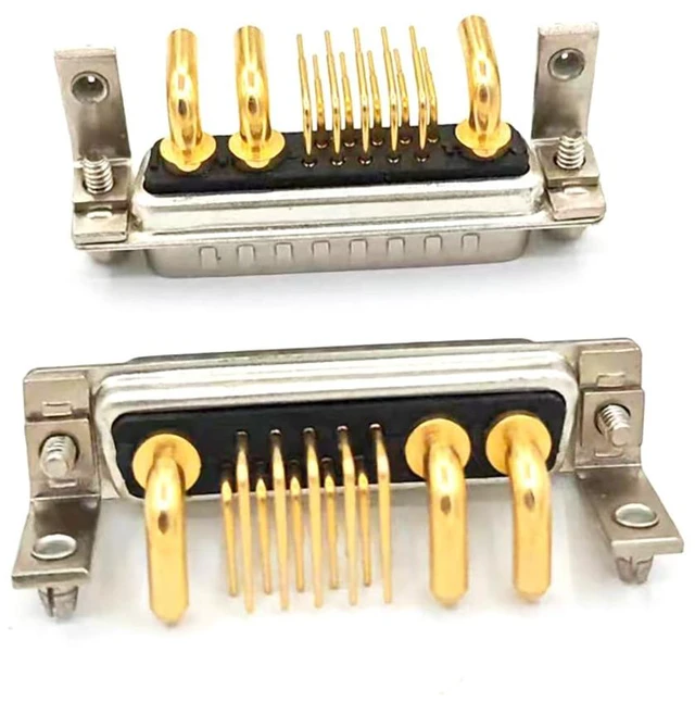 Alt view image 5 of 7 - D Sub 13W3 Male PCB Connector Right Angle High Current Solder2Male