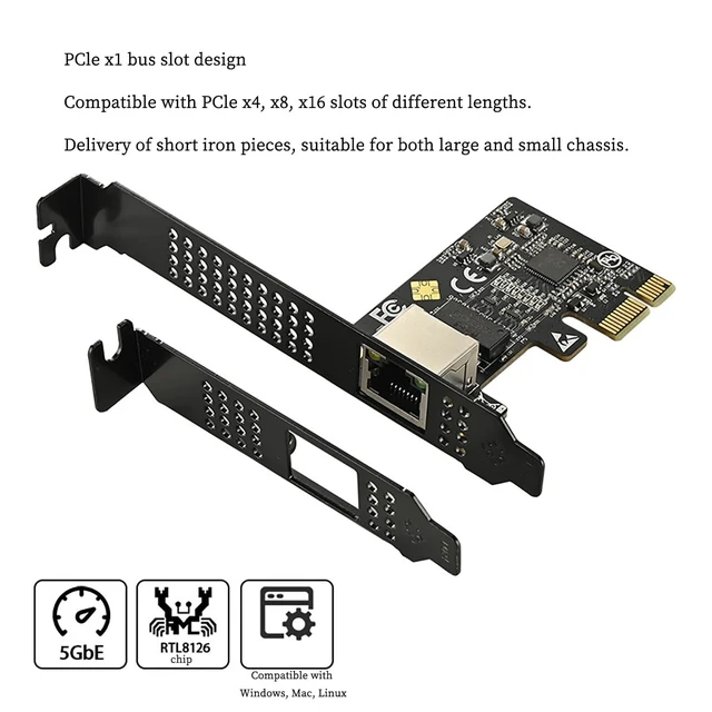 Alt view image 4 of 6 - IO-PCE8126-GLAN PCIe X1 to 1Port 5G RJ45 Net Work Card PXE Diskless Boot Net Work Adapter Support Desktop, Server, NAS Soft Routing