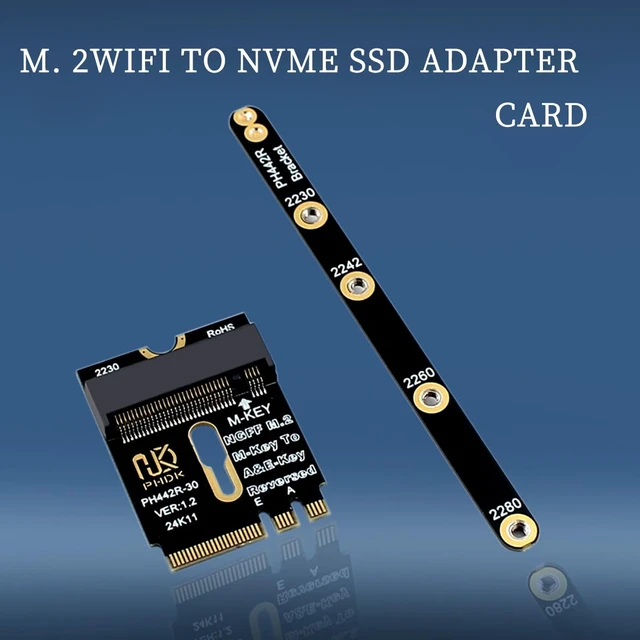 Alt view image 2 of 6 - PH442R PHDK M.2 A&E Wi-fi to M-Key NVMe SSD Adapter PCIe 4.0 Expansion Support 2230 2242 2260 2280 SSD