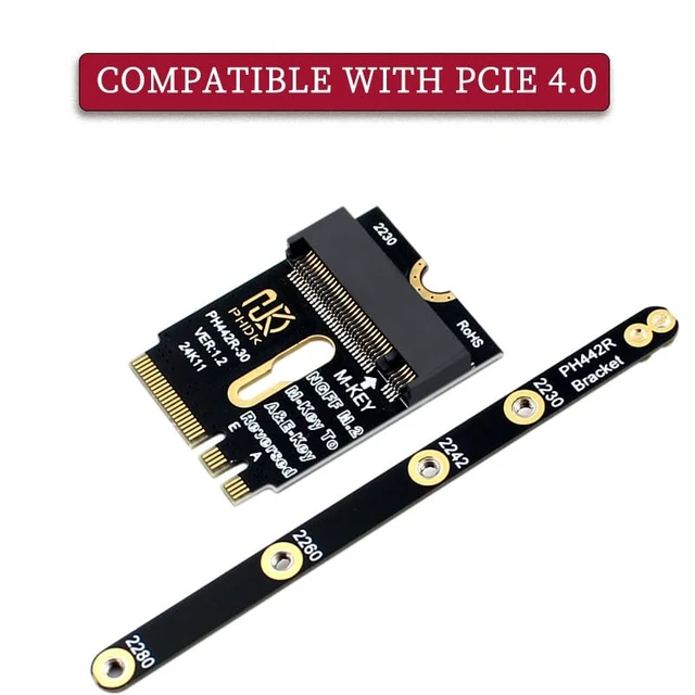 Alt view image 6 of 6 - PH442R PHDK M.2 A&E Wi-fi to M-Key NVMe SSD Adapter PCIe 4.0 Expansion Support 2230 2242 2260 2280 SSD
